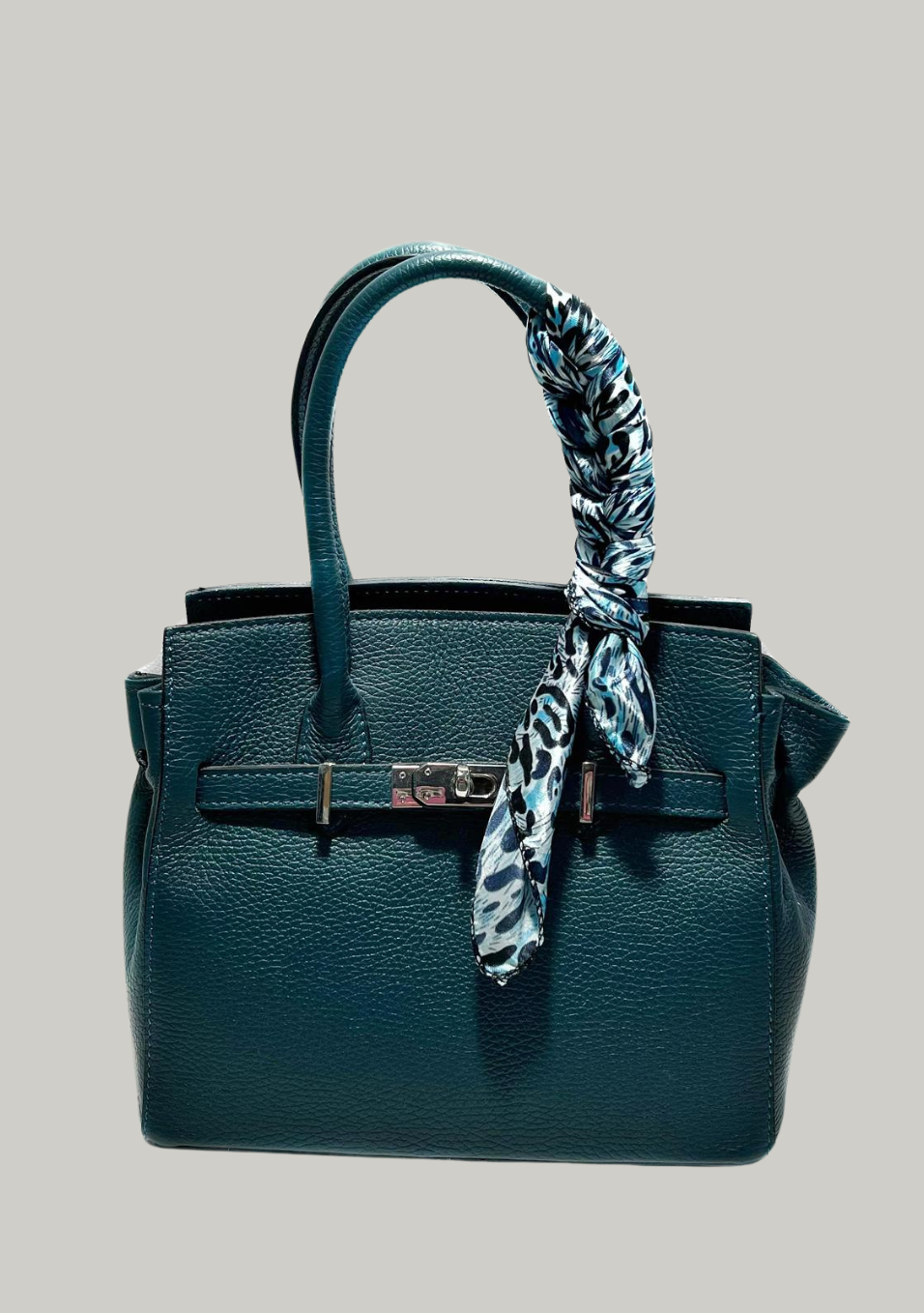 Bolso tote de piel color esmeralda