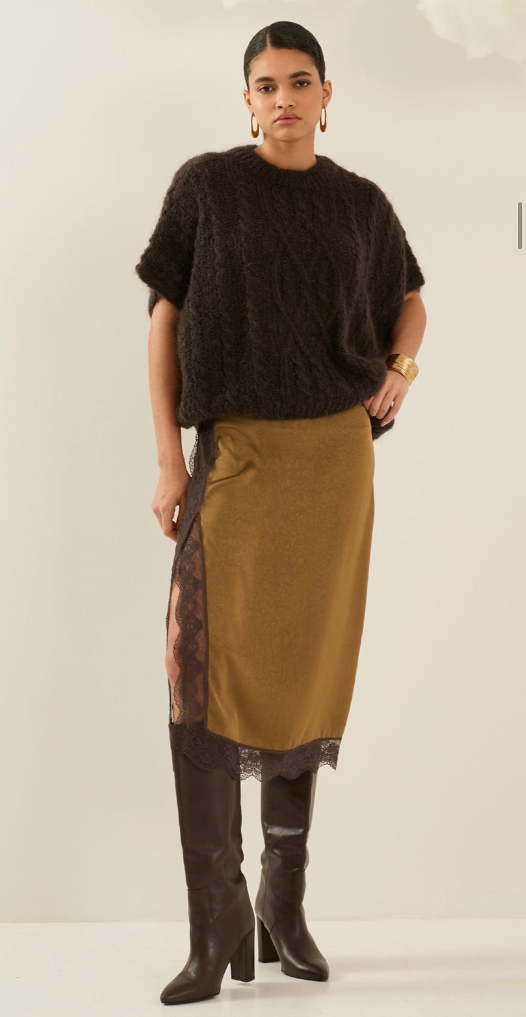 FALDA LIA MIDI EFECTO LENCERO