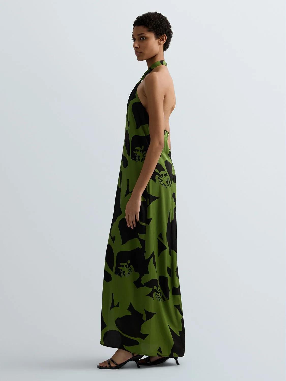 TÚNICA MAXI DE VISCOSA 100% CON ESPALDA DESCUBIERTA