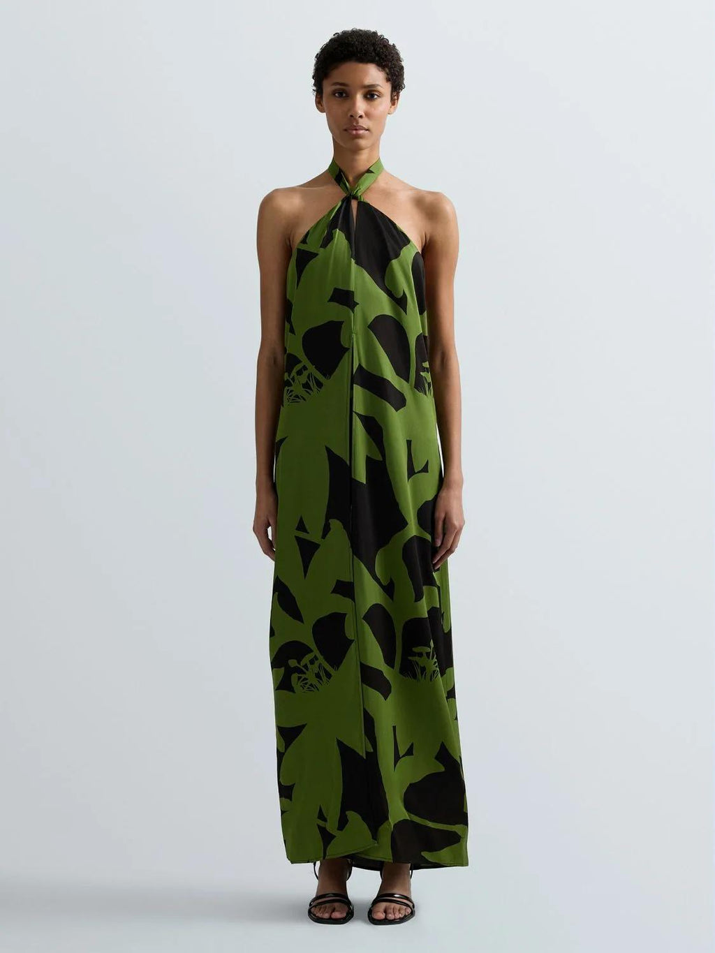 TÚNICA MAXI DE VISCOSA 100% CON ESPALDA DESCUBIERTA