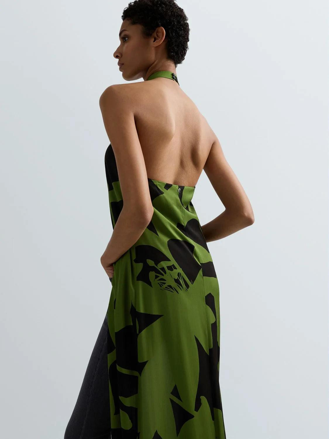 TÚNICA MAXI DE VISCOSA 100% CON ESPALDA DESCUBIERTA