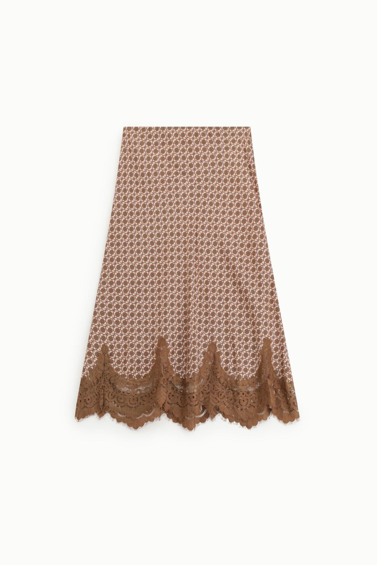 FALDA MIDI DE VISCOSA CON ENCAJE